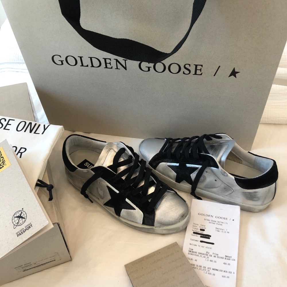 Golden Goose Superstar Silver Black 39 NIB